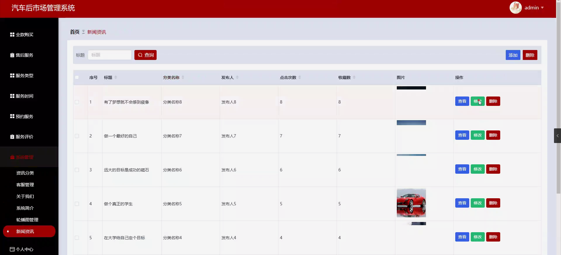 大数据毕业设计项目源码定制基于node汽车后市场管理系统